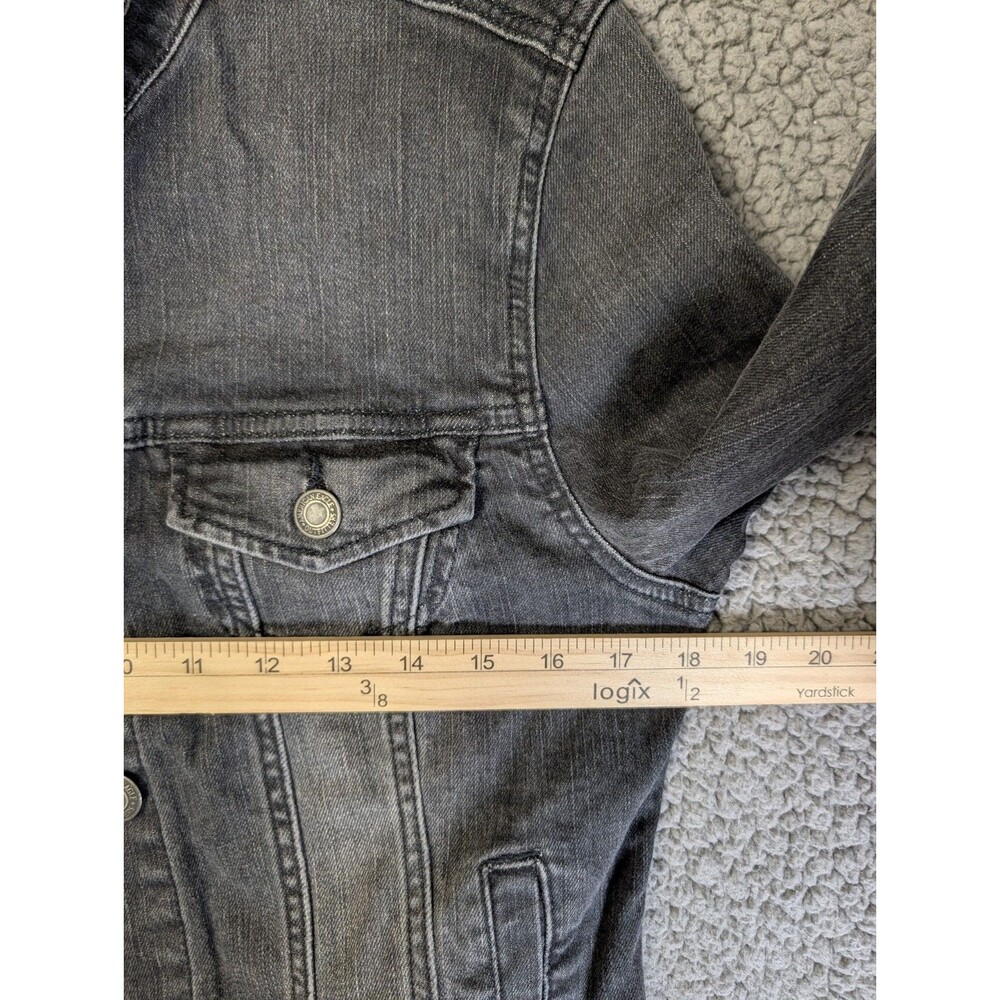 American Eagle Denim Jacket Women's Size Large Black Dark Wash Button Up Y2K - Picture 7 of 11
